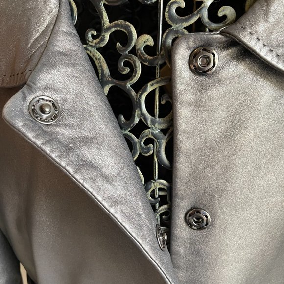 Tahari Bronze Lamb Nappa Leather Jacket - Picture 7 of 8